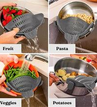 1Pc Adjustable Silicone Clip-On Strainer for Pots, Pans, and Bowls - Handheld Drainer for Noodles, Pasta