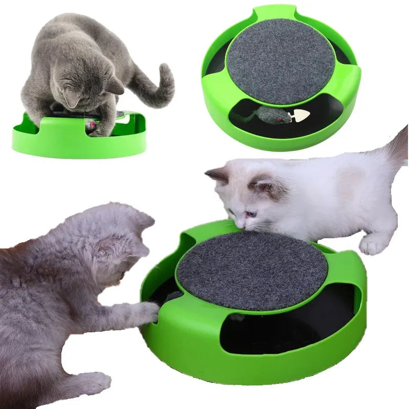 Interactive Pet Toy Turntable with Roller Mouse - Intelligence Training and Fun Scratch Pad