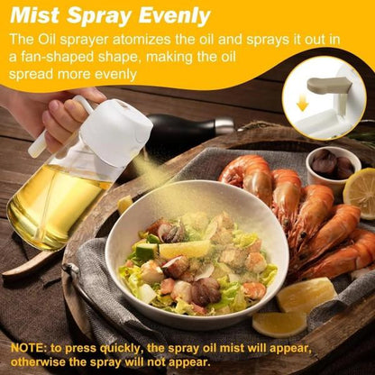 2-In-1 Oil Bottle, 16 Oz Glass Spray Bottle, Air Fryer Oil Dispenser, Salad Dressing Spray, Grill and Baking Tools, Multicolor Kitchen Utensils, Spray Nozzle Pump.