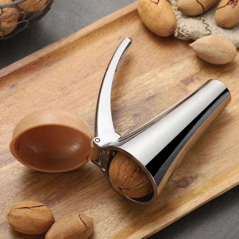 Zinc Alloy Walnut Nutcracker - Multifunctional Nut Shelling Tool with Clip and Funnel Design for Efficient Nut Shelling