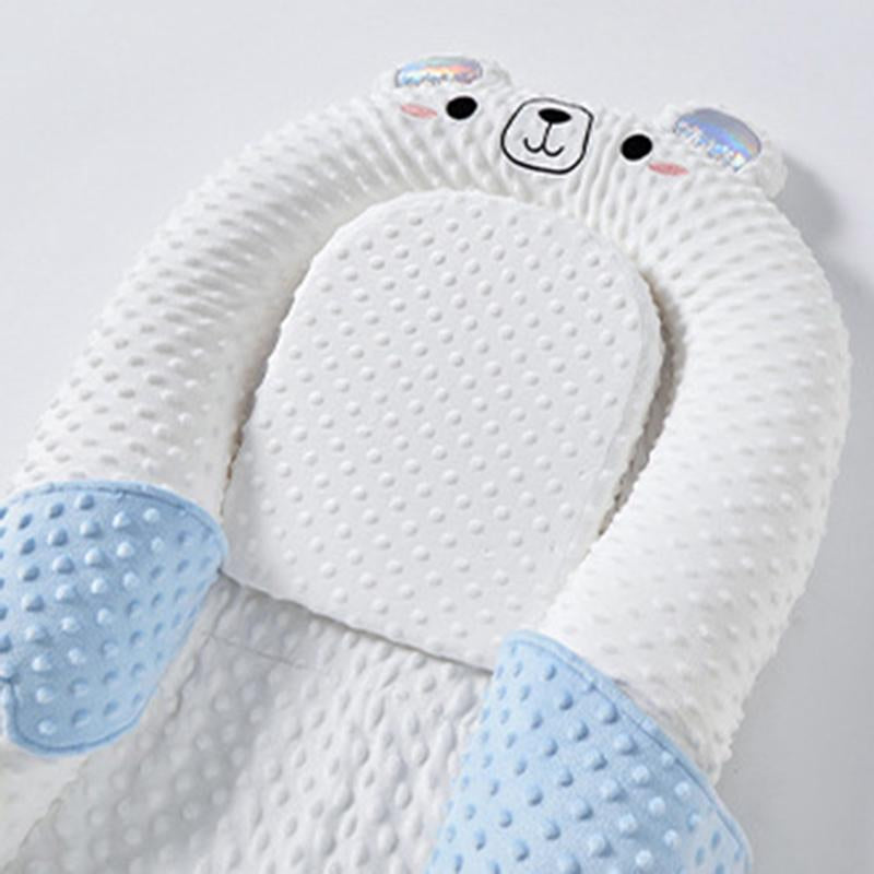 Baby Lounger Pillow, Cartoon Design, Infant Sleeping Bed, Breathable Baby Nest, Newborn Nest, Cozy Baby Bed.
