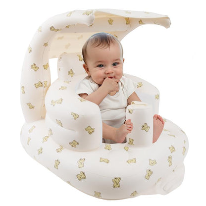 Upgraded Inflatable Baby Seat, Baby Floor Chair, Built-In Air Pump, Canopy and Toys, Comfortable Sitting, Ideal for 3 Months & Up, Portable Infant Chair.