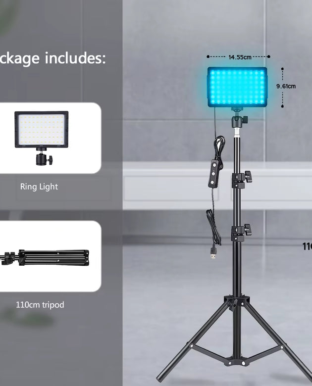 LED Photography Video Light Panel - Photo Studio Lamp Kit with Tripod Stand and RGB Filters for Shooting, Live Streaming, and YouTube