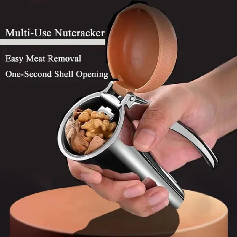 Zinc Alloy Walnut Nutcracker - Multifunctional Nut Shelling Tool with Clip and Funnel Design for Efficient Nut Shelling