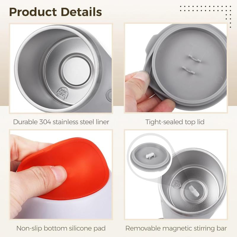 Lazy Coffee Mixing Cup, Automatic Stirring Cup, Magnetic Rotation Milk Frother, Electric Mug, 304 Stainless Steel Cup, Convenient Coffee Mixer.