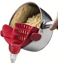 1Pc Adjustable Silicone Clip-On Strainer for Pots, Pans, and Bowls - Handheld Drainer for Noodles, Pasta