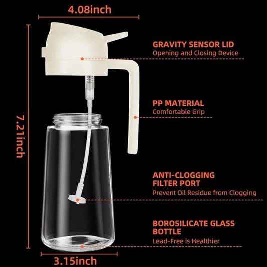 2-In-1 Oil Bottle, 16 Oz Glass Spray Bottle, Air Fryer Oil Dispenser, Salad Dressing Spray, Grill and Baking Tools, Multicolor Kitchen Utensils, Spray Nozzle Pump.