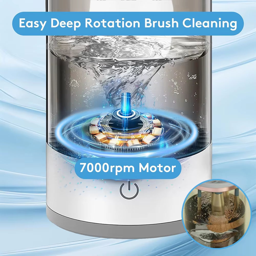 Automatic makeup brush cleaner, electric washer, portable cosmetic brush, rotary cleaning feature