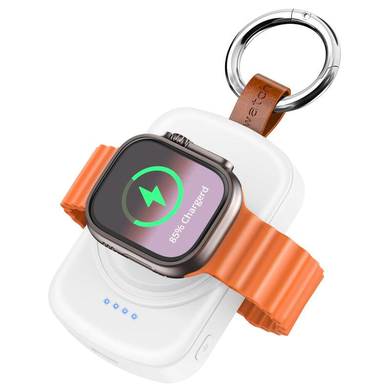 Portable Wireless Charger, 1800mAh Power Bank, Apple Watch Charger, Keychain Design, Rechargeable Watch Charger, Magnetic Wireless Charging, Travel-Friendly Power Bank.