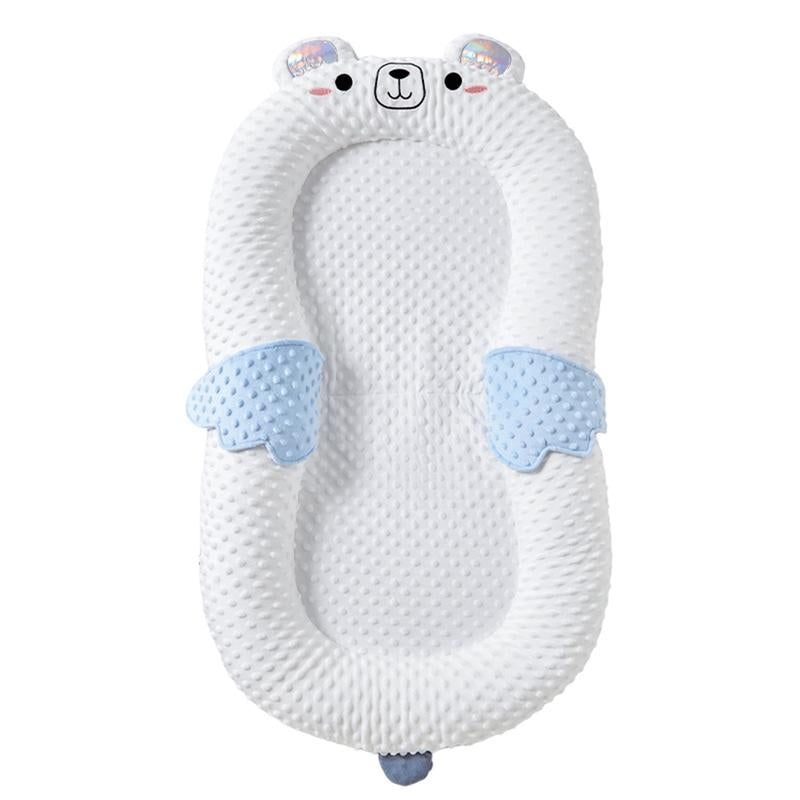 Baby Lounger Pillow, Cartoon Design, Infant Sleeping Bed, Breathable Baby Nest, Newborn Nest, Cozy Baby Bed.