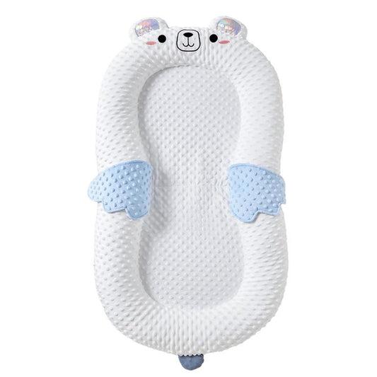 Baby Lounger Pillow, Cartoon Design, Infant Sleeping Bed, Breathable Baby Nest, Newborn Nest, Cozy Baby Bed.