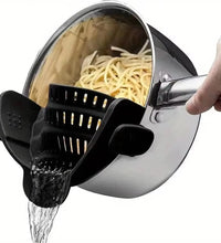 1Pc Adjustable Silicone Clip-On Strainer for Pots, Pans, and Bowls - Handheld Drainer for Noodles, Pasta