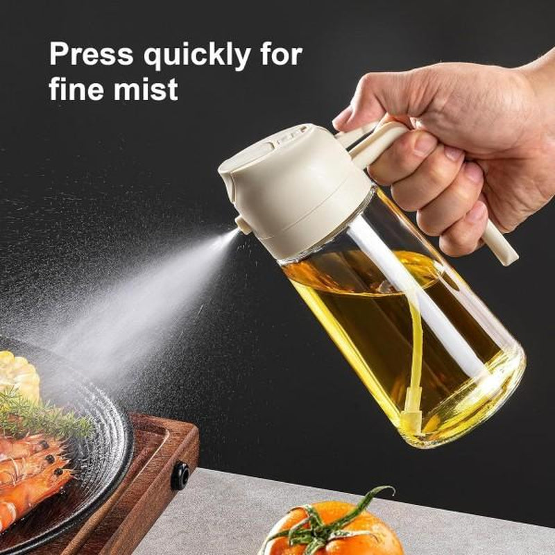 2-In-1 Oil Bottle, 16 Oz Glass Spray Bottle, Air Fryer Oil Dispenser, Salad Dressing Spray, Grill and Baking Tools, Multicolor Kitchen Utensils, Spray Nozzle Pump.