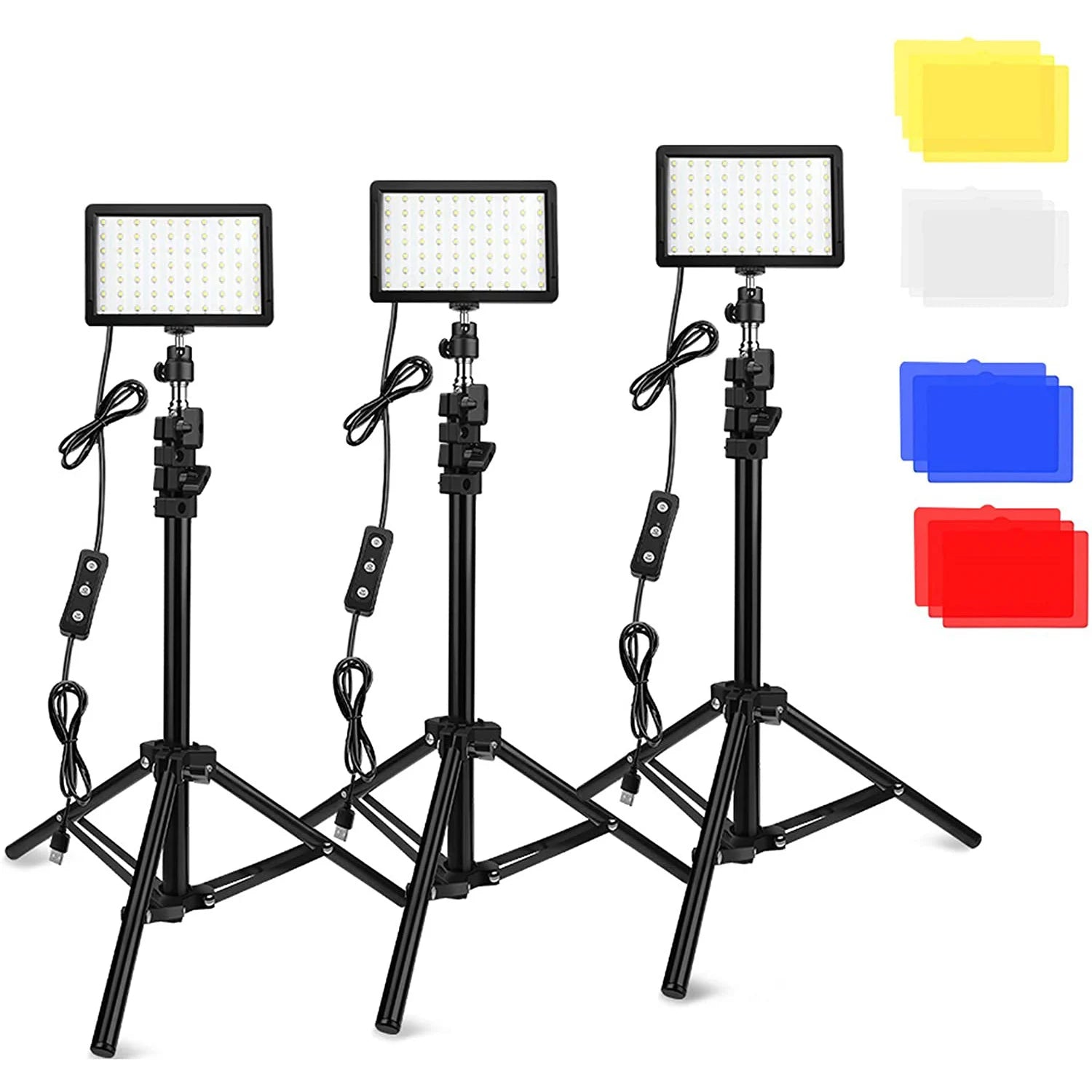 LED Photography Video Light Panel - Photo Studio Lamp Kit with Tripod Stand and RGB Filters for Shooting, Live Streaming, and YouTube