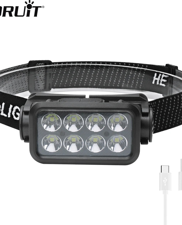 K354 LED Motion Sensor Headlamp - USB C Rechargeable, Waterproof, Built-In Battery - Camping and Outdoor Lantern