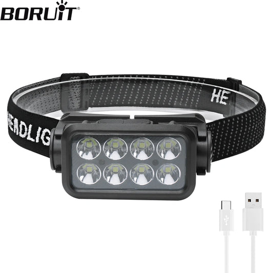 K354 LED Motion Sensor Headlamp - USB C Rechargeable, Waterproof, Built-In Battery - Camping and Outdoor Lantern