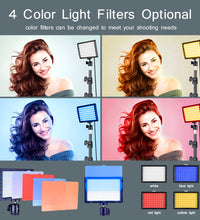 LED Photography Video Light Panel - Photo Studio Lamp Kit with Tripod Stand and RGB Filters for Shooting, Live Streaming, and YouTube