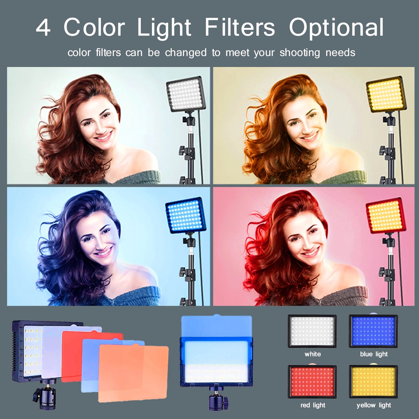 LED Photography Video Light Panel - Photo Studio Lamp Kit with Tripod Stand and RGB Filters for Shooting, Live Streaming, and YouTube