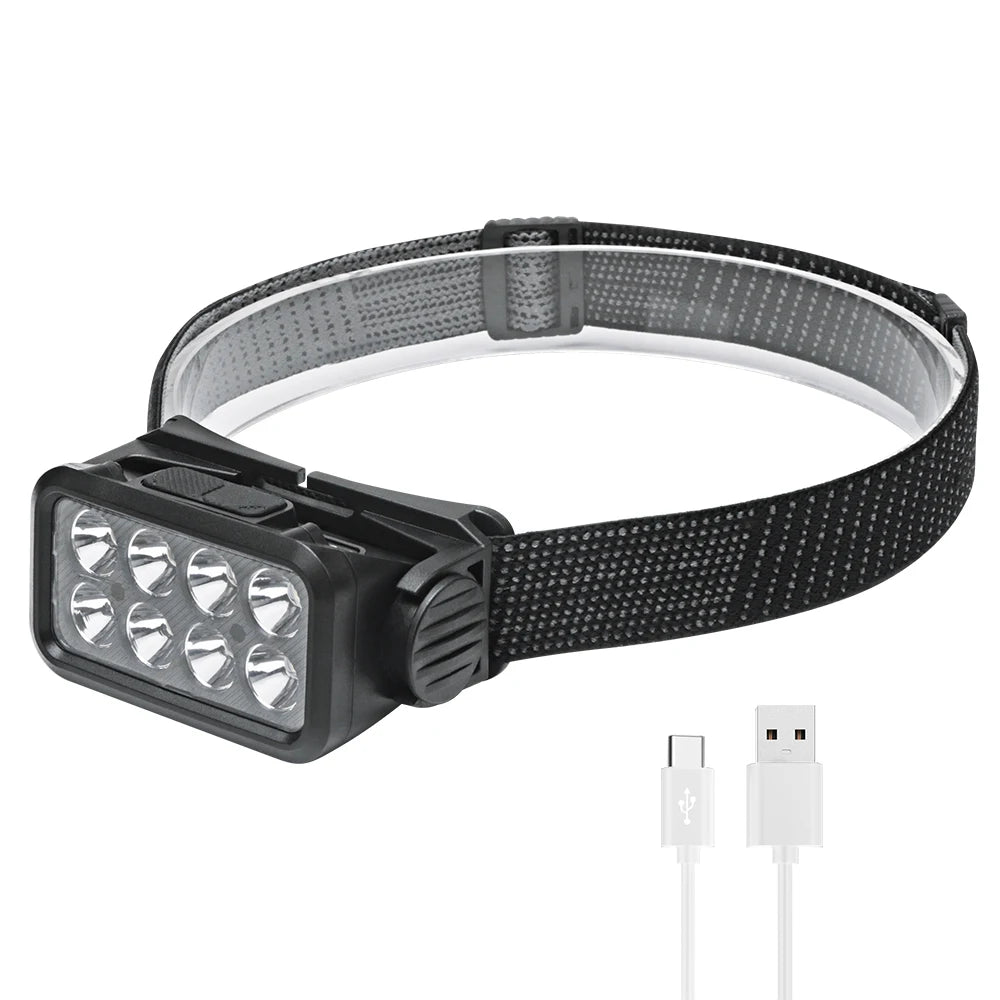 K354 LED Motion Sensor Headlamp - USB C Rechargeable, Waterproof, Built-In Battery - Camping and Outdoor Lantern