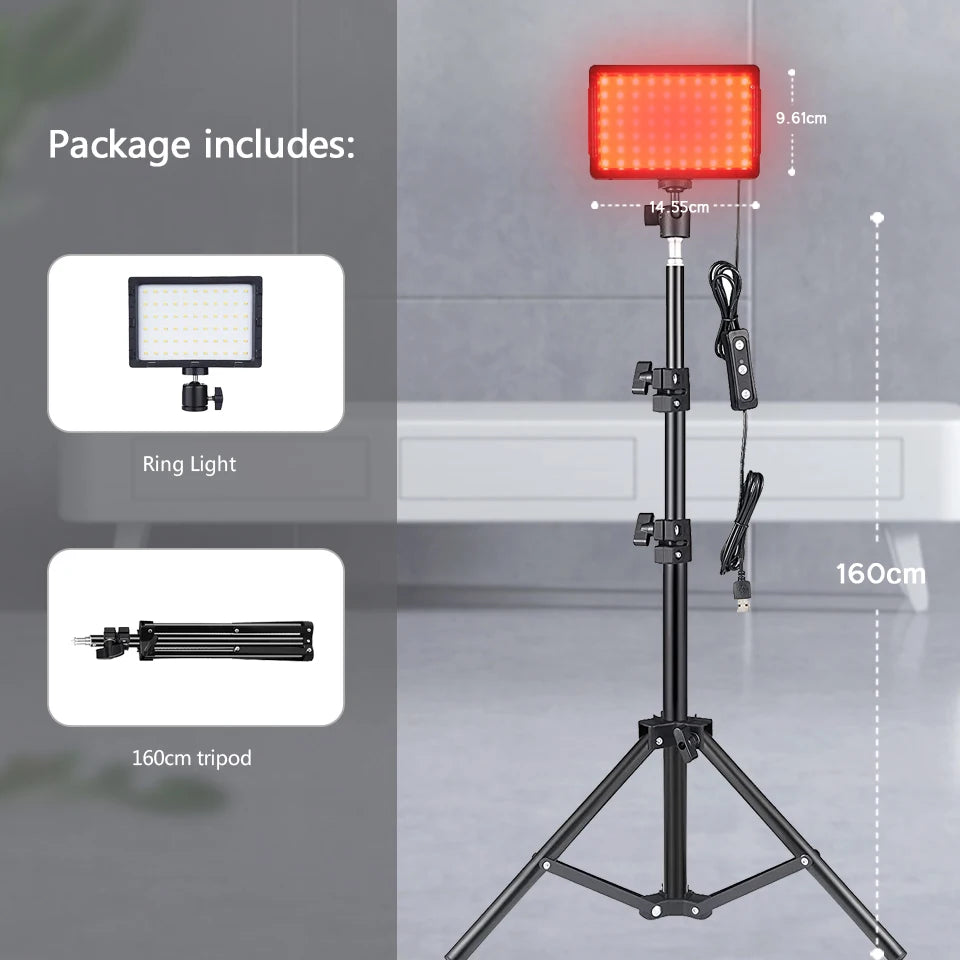 LED Photography Video Light Panel - Photo Studio Lamp Kit with Tripod Stand and RGB Filters for Shooting, Live Streaming, and YouTube