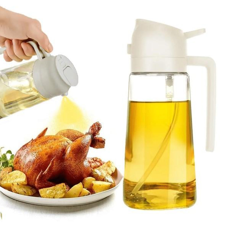 2-In-1 Oil Bottle, 16 Oz Glass Spray Bottle, Air Fryer Oil Dispenser, Salad Dressing Spray, Grill and Baking Tools, Multicolor Kitchen Utensils, Spray Nozzle Pump.
