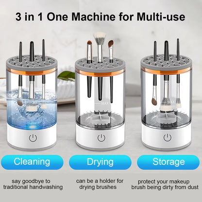 Automatic makeup brush cleaner, electric washer, portable cosmetic brush, rotary cleaning feature