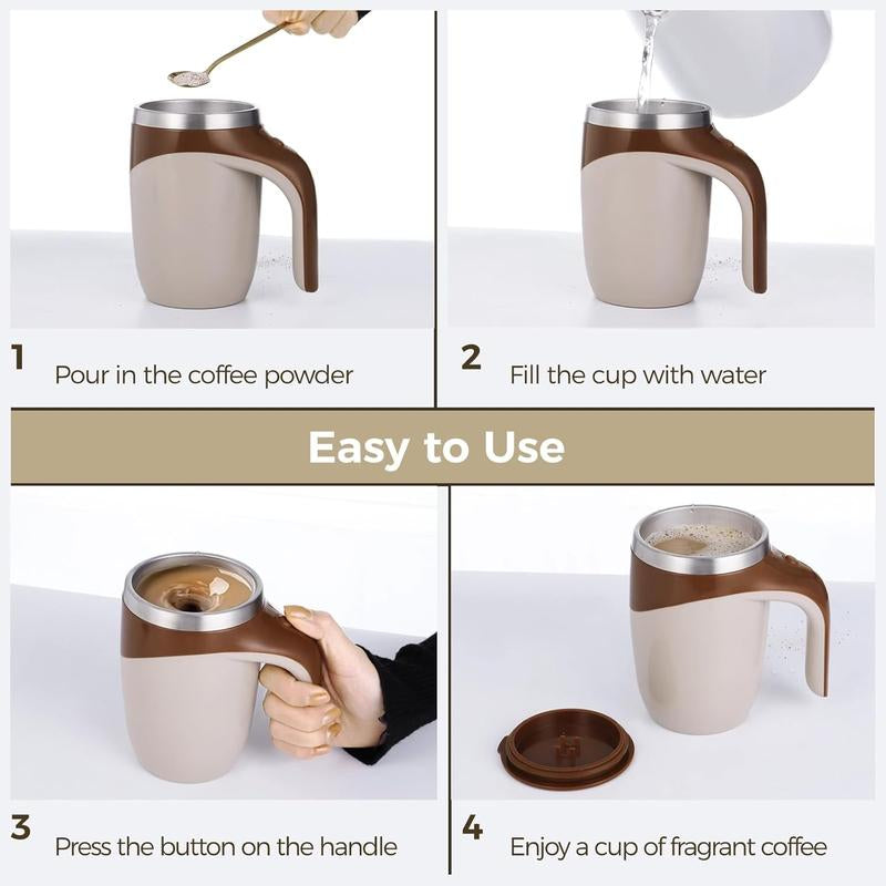 Lazy Coffee Mixing Cup, Automatic Stirring Cup, Magnetic Rotation Milk Frother, Electric Mug, 304 Stainless Steel Cup, Convenient Coffee Mixer.