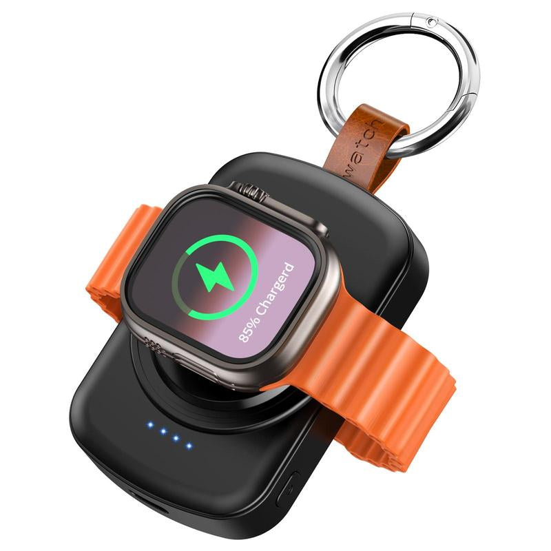 Portable Wireless Charger, 1800mAh Power Bank, Apple Watch Charger, Keychain Design, Rechargeable Watch Charger, Magnetic Wireless Charging, Travel-Friendly Power Bank.