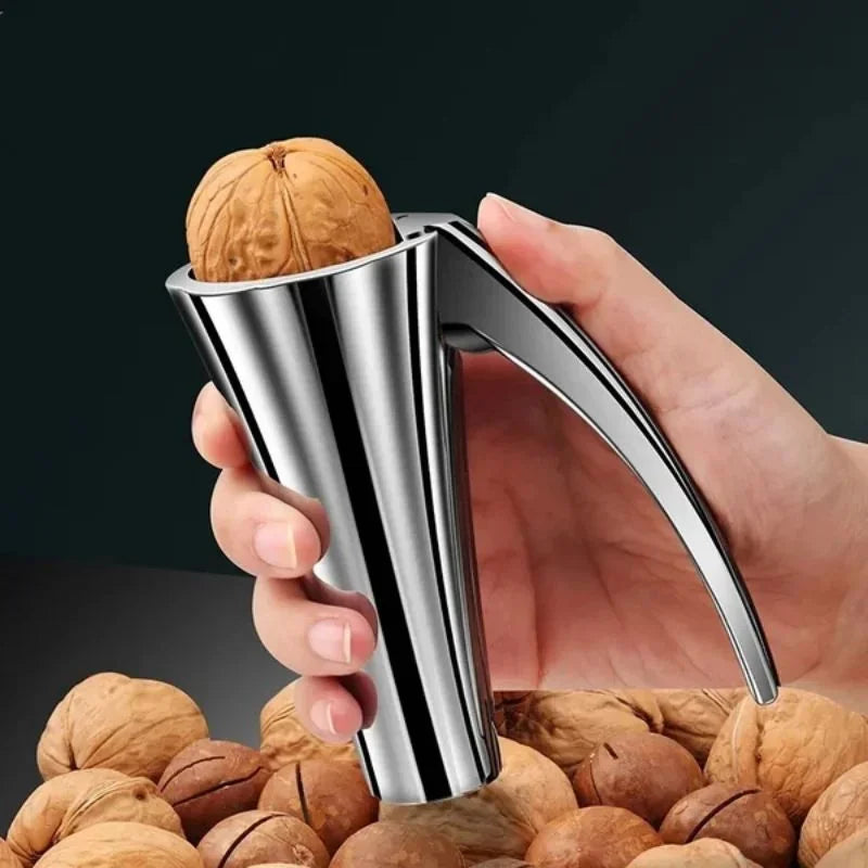 Zinc Alloy Walnut Nutcracker - Multifunctional Nut Shelling Tool with Clip and Funnel Design for Efficient Nut Shelling