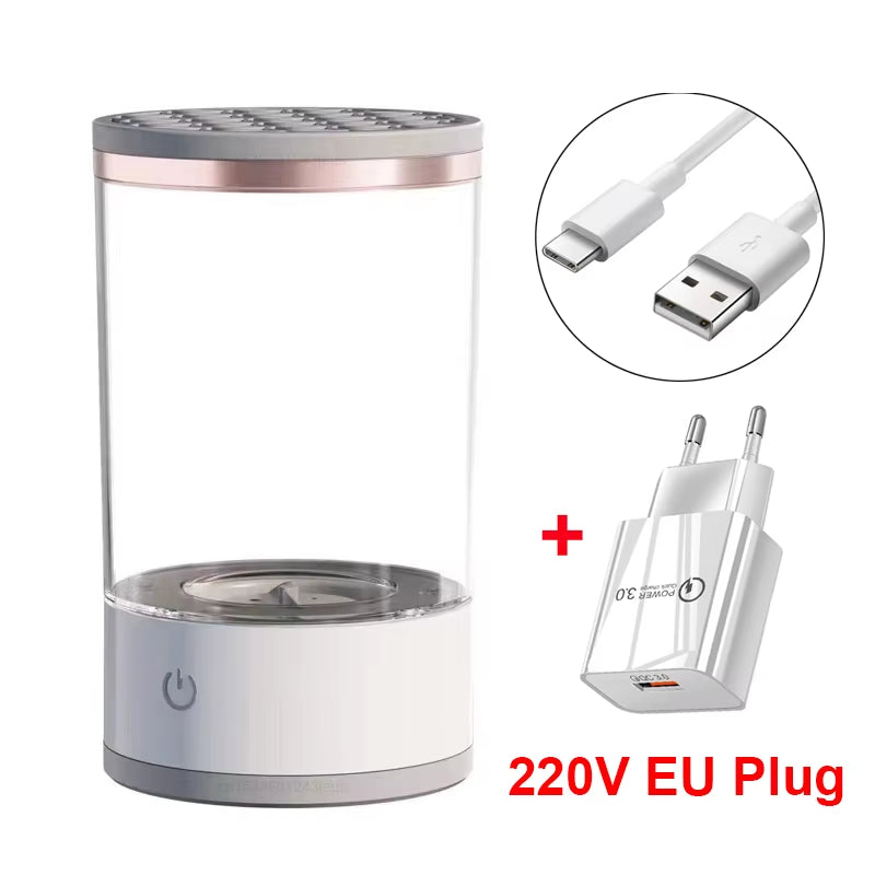 Automatic makeup brush cleaner, electric washer, portable cosmetic brush, rotary cleaning feature