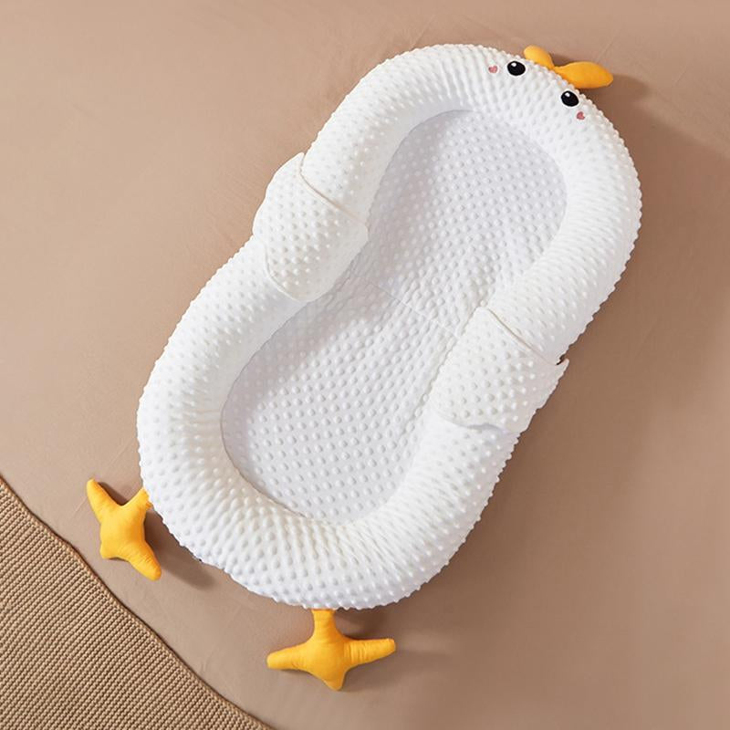 Baby Lounger Pillow, Cartoon Design, Infant Sleeping Bed, Breathable Baby Nest, Newborn Nest, Cozy Baby Bed.