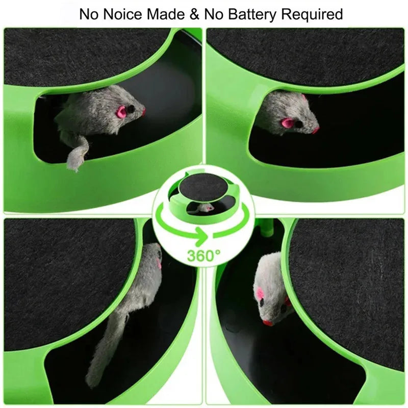 Interactive Pet Toy Turntable with Roller Mouse - Intelligence Training and Fun Scratch Pad