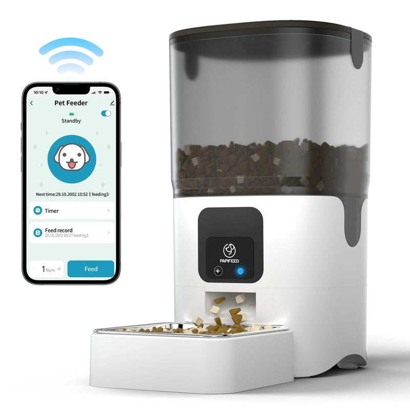 Smart Automatic Cat Feeder, WiFi Pet Feeder, APP-Controlled Remote Feeding, Detachable for Easy Cleaning, Automatic Cat Food Dispenser, Dog Food Feeder, Convenient Pet Care Device.