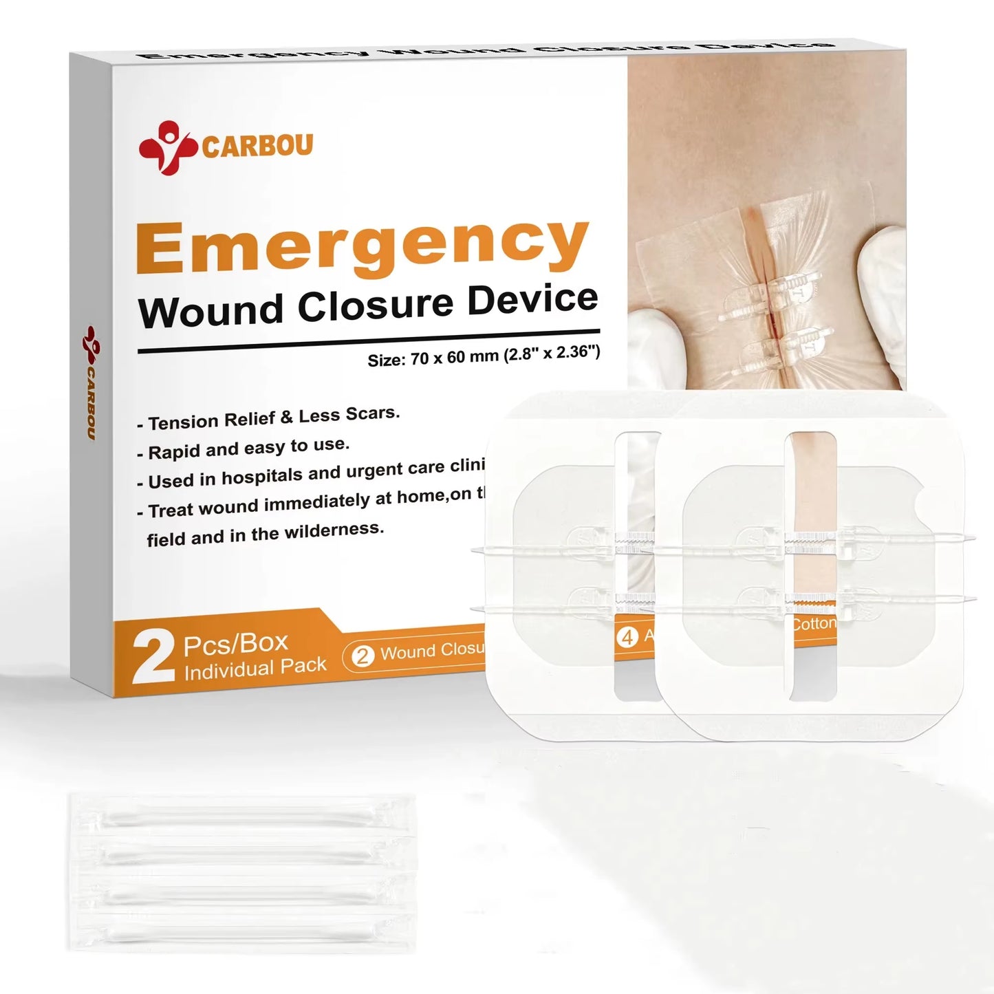 "CARBOU 2PCS Zipper Painless Wound Closure Device - Suture-Free Emergency Laceration Kit"