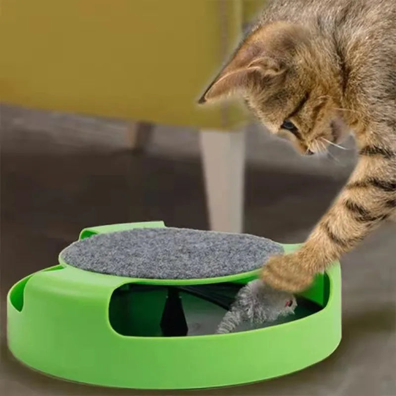 Interactive Pet Toy Turntable with Roller Mouse - Intelligence Training and Fun Scratch Pad