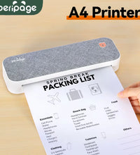 Peripage A4 Thermal Paper Printer - Wireless Mobile Photo Printer with USB and Bluetooth Connection, Supports 2''/3''/4'' Paper Width