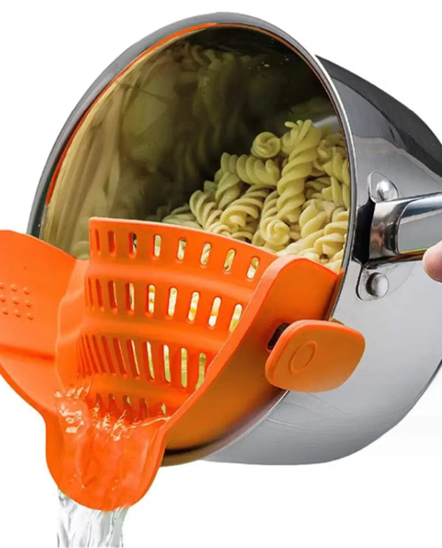 1Pc Adjustable Silicone Clip-On Strainer for Pots, Pans, and Bowls - Handheld Drainer for Noodles, Pasta